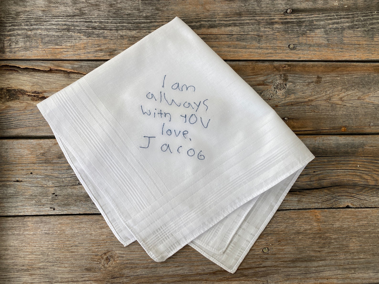 Custom Handwritten Men's Handkerchief Embroidered Etsy