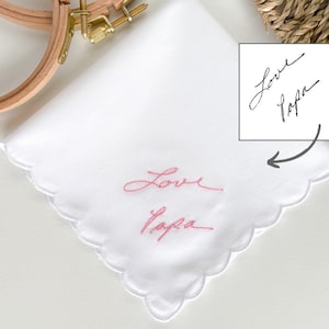 For the Bride Handwriting Custom Embroidered Handkerchief, Bridal Hanky, Gift for Bride, Women’s Wedding Handkerchief