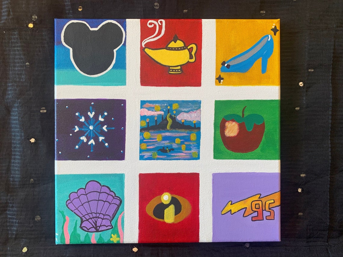 Disney Wall Art Fun Disney Painting on Canvas 12x12 Etsy