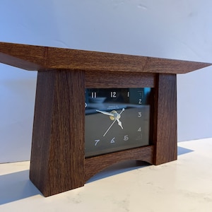 Art Deco style mantle clock in African Mahogany (Sapele)