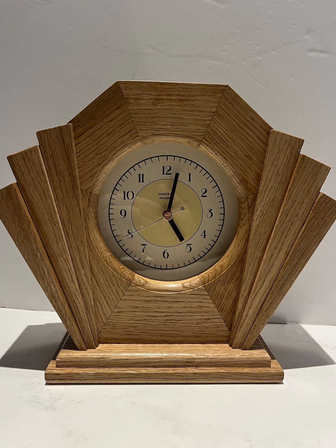 Art Deco Style Mantle Clock in Oak Etsy UK