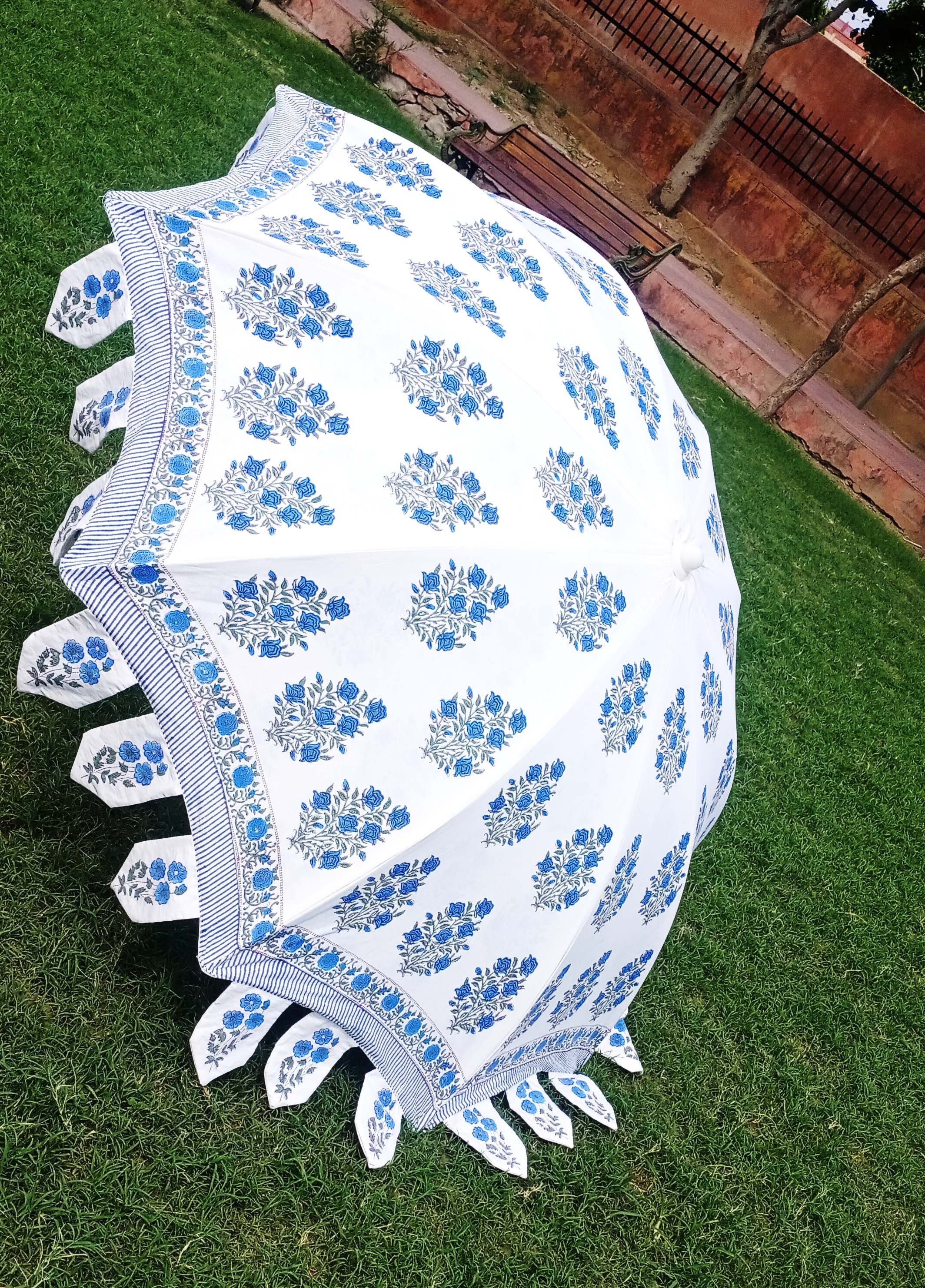 New Design Handmade Blue Block Print Umbrella For Etsy