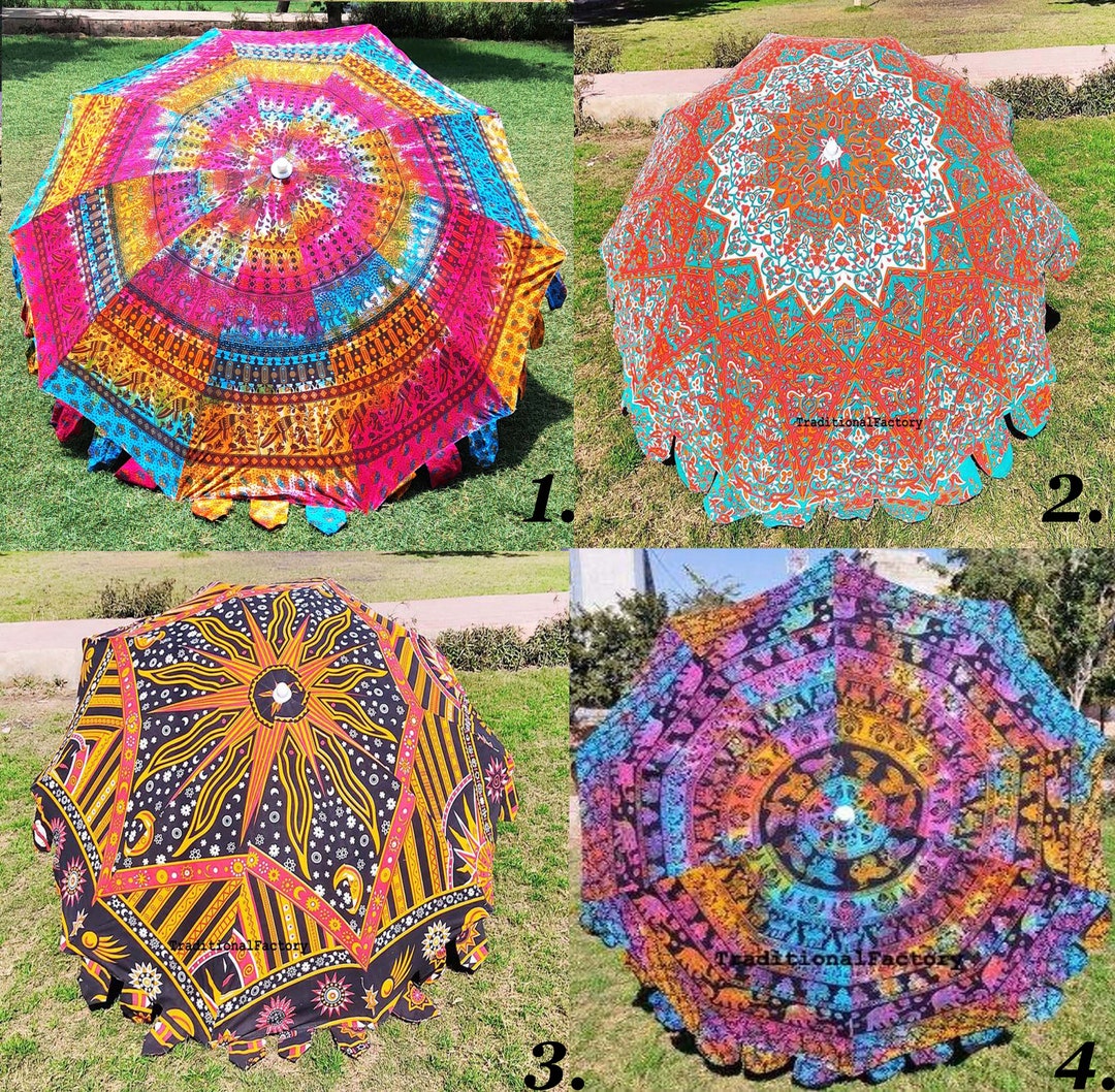 Decorative Large Garden Umbrellas Outdoor Patios Peacock Mandala