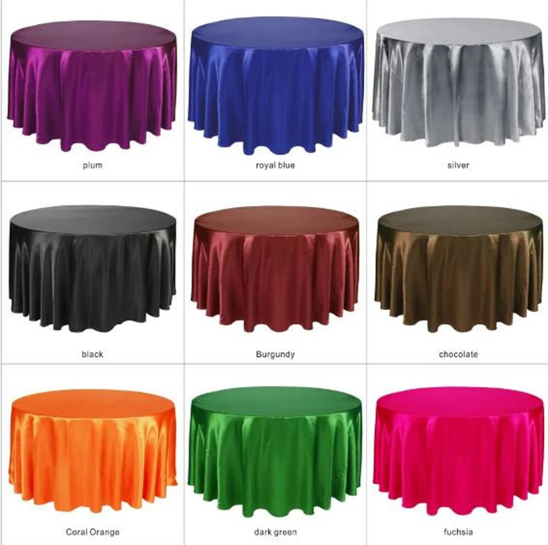 120 Inches Satin Round Tablecloth. Fabric Silk Satin Table Cover ...
