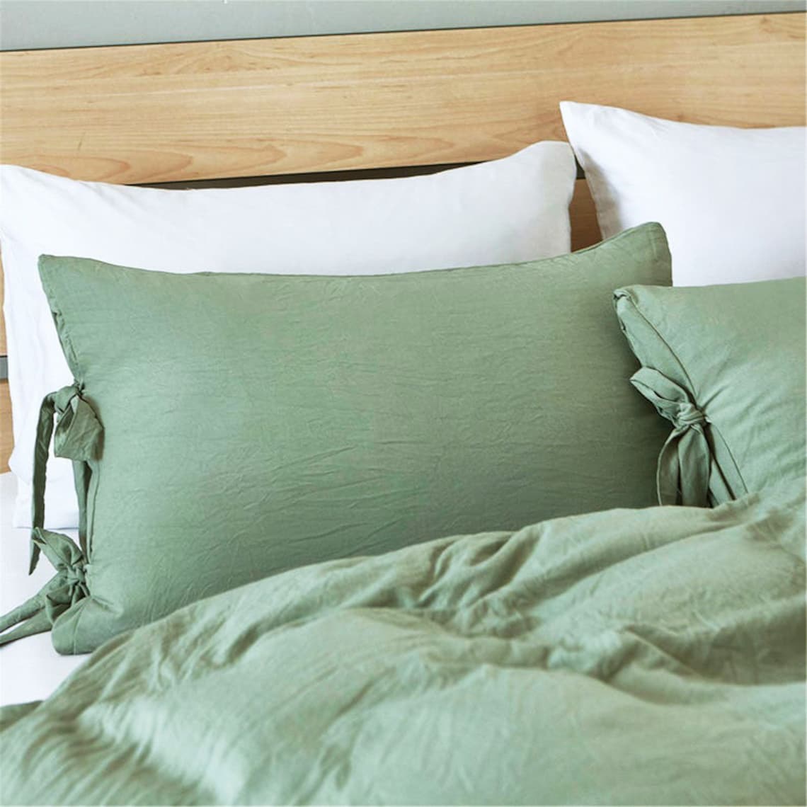 Light Green Color Duvet Cover Nordic Bedding Set Handmade Etsy
