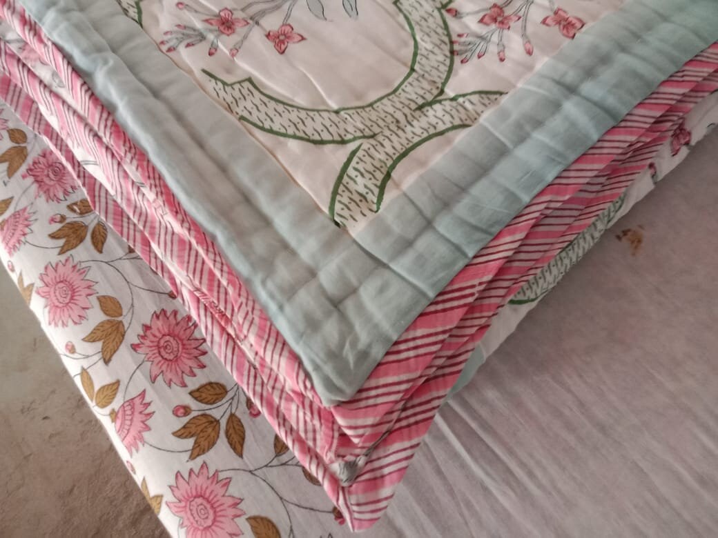 US King Size Razai Quilt Jaipuri Print Quilt Razai Blanket Etsy