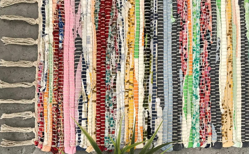 4x6 Feet, Chindi Rug Beautiful Chindi Rug 100/% Recycled Cotton Chindi Rug-Hand Woven /& Reversible for Living Room Kitchen Entry Runner