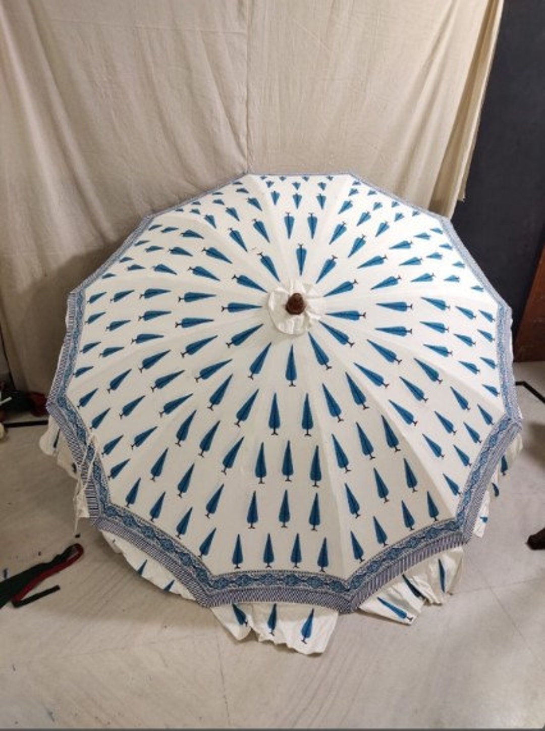 Hand Block Print Umbrella Indian Block Print Umbrella Dia. Etsy