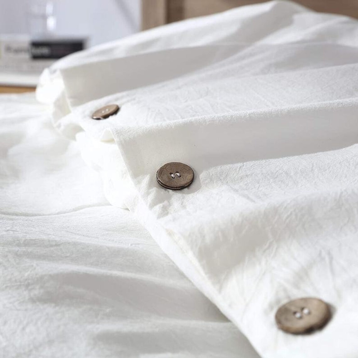 Beautiful Home Decor Wooden Button Closure White Duvet Cover Etsy