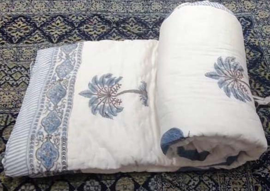 New Block Print Bedspreads Queen Size Razai Quiltrajasthani Etsy