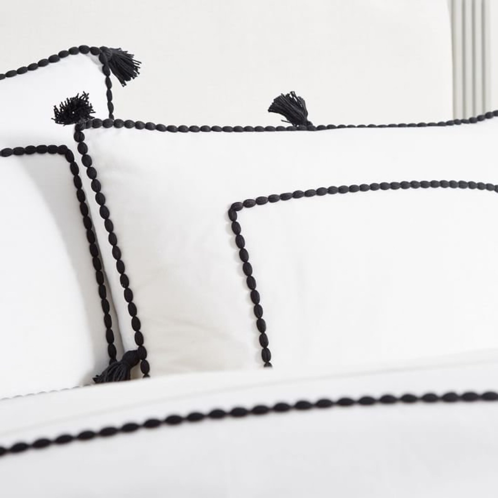 100 Cotton Handmade White Duvet Cover Black Frings Tessals Etsy