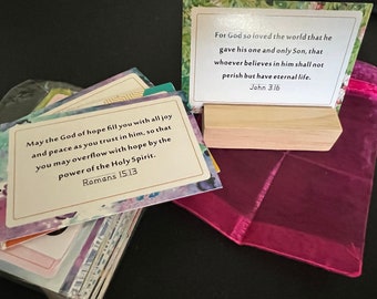 Title: 72pcs Bible Verse Prayer Cards with Free Wood Card Holder - Inspirational Cards for Daily Reflection and Prayer