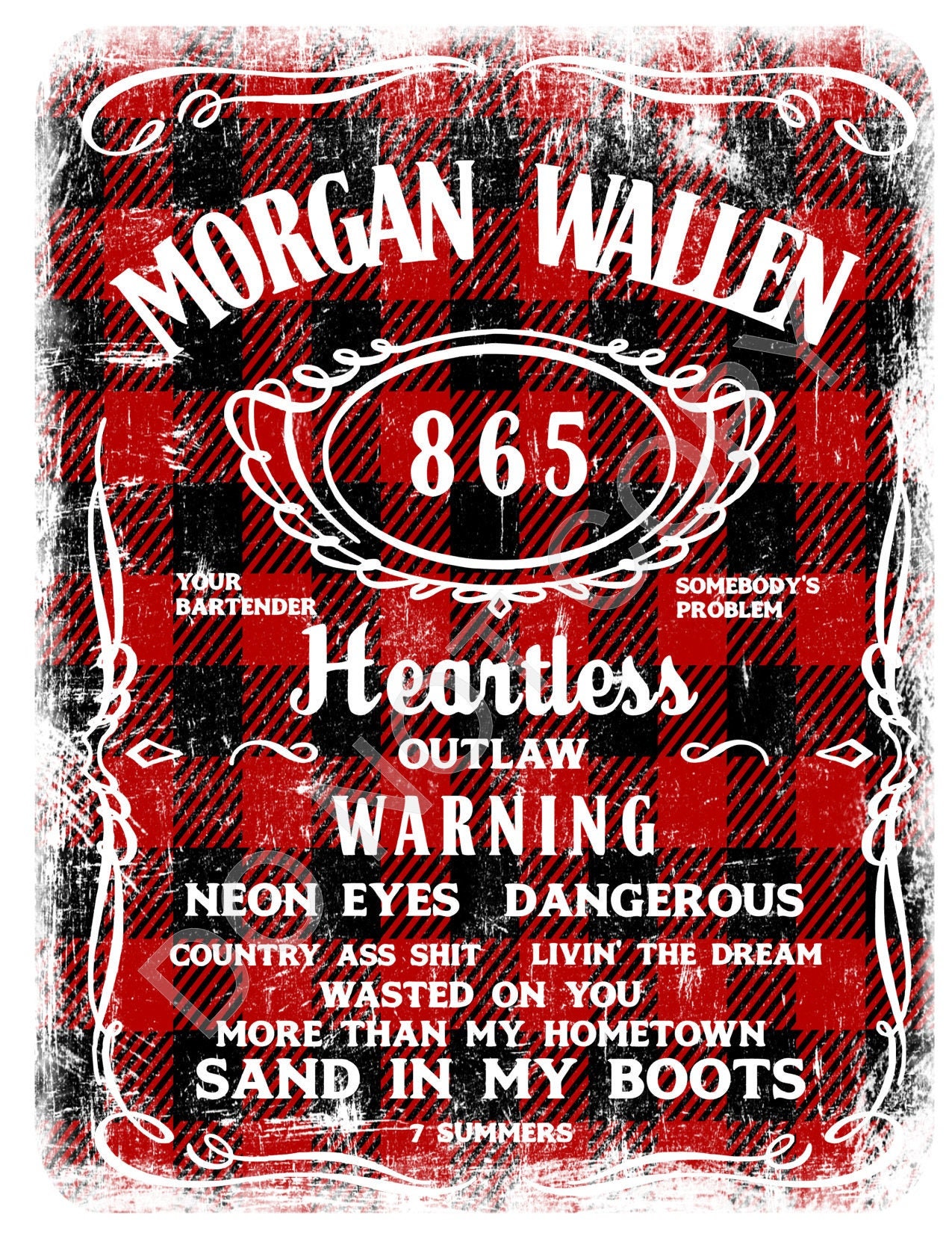 Morgan Wallen Dangerous Sublimation Design Download Plaid PNG | Etsy