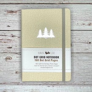 Evergreen Trees Butter Yellow A5 Dot Grid Notebook