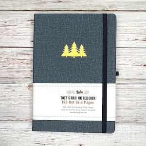 Evergreen Trees Denim Blue B5 Dot Grid Notebook