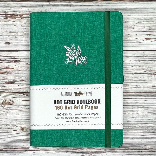 Leaves Emerald A5 Dot Grid Notebook