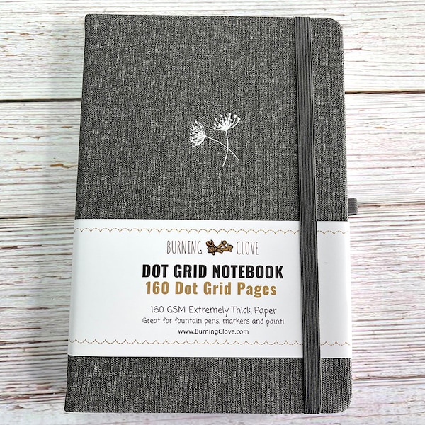 Queen Anne's Lace Slate Gray A5 Dot Grid Notebook