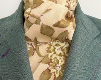 Muted Greens in Cream Stock Tie
