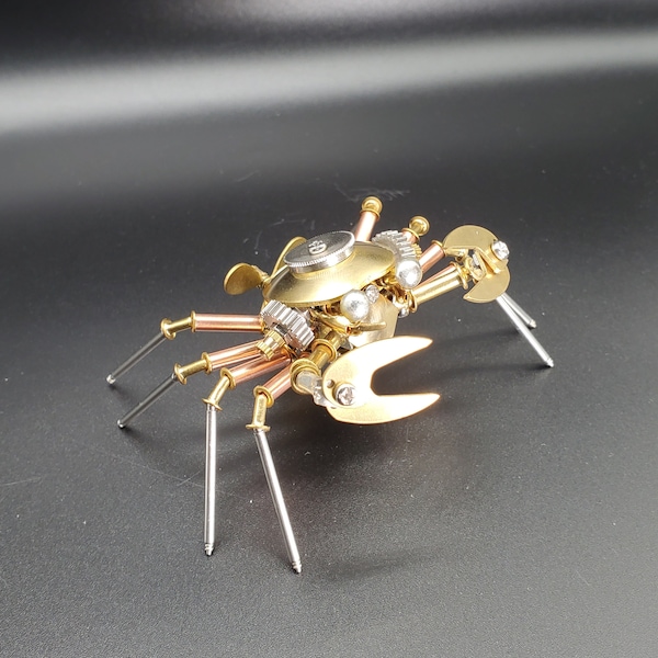 Steampunk de crabe mécanique | Décor de modèle fini à la main en métal Ornements