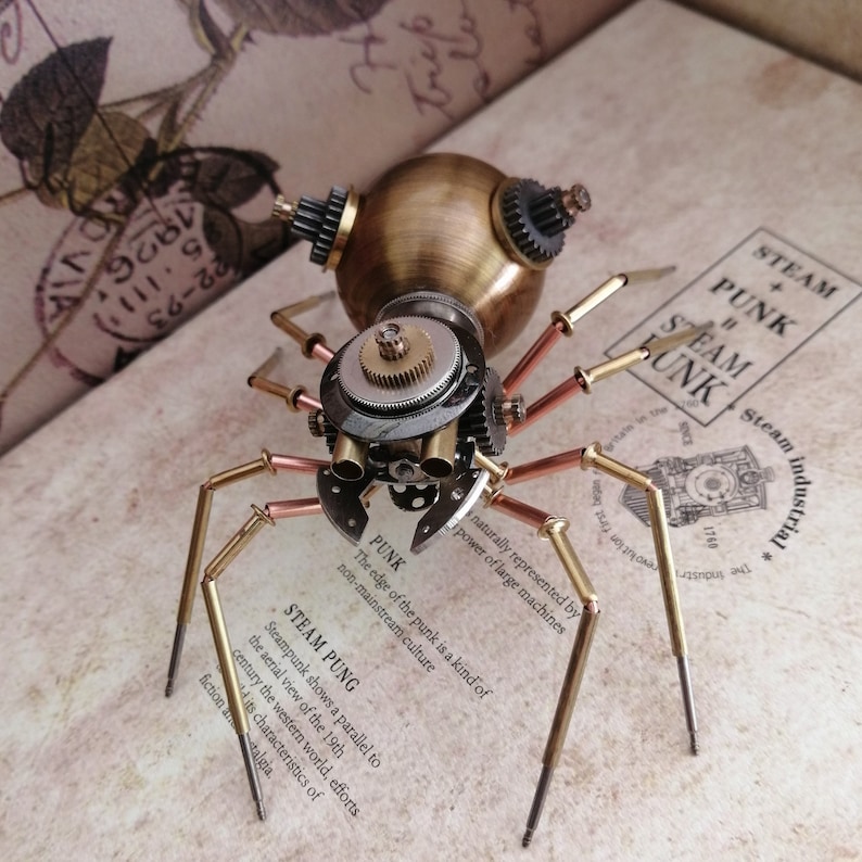 Mechanical spider steampunk Metal handmade finished Model decor Ornaments image 3