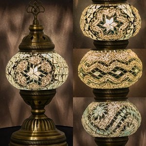 Mosaic Table Night  Lamp Height 13 inches and 7 Inches Globe Turkish Lamp Moroccan Lamp Worldwide  Delivery By DHL Express