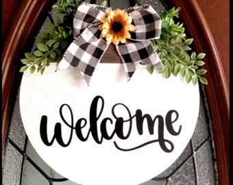 Welcome Sign | Welcome Door Hanger | Welcome Front Porch Sign | Farmhouse Welcome Sign | Housewarming Gift | Wooden Sign | Front Door Decor