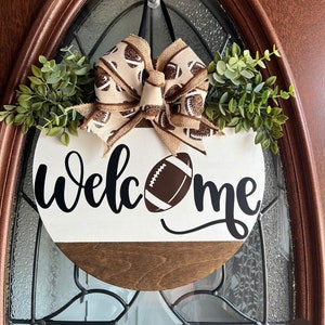 Welcome Football Sign | Football Decor | Front Door Decor | Fall Door Hanger | Football Wreath | Fall Welcome Sign | Fall Door Hanger | Fall