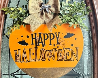 Happy Halloween Door Hanger | Halloween Wooden Wreath | Front Door Decor | Fall Doorhanger | Halloween Gifts | Halloween Decor