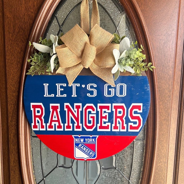 Front Door Decor | Rangers Hockey Wreath | NHL Hockey | Father's Day Gift | Housewarming Gift | Gift for Men | Rangers Wreath | Coaches Gift