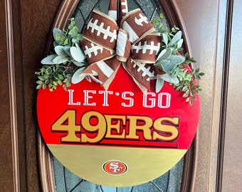 Football Front Door Decor | 49ers Wreath | Football Wreath | Housewarming Gift | Fall Door Hanger | Football Decor | Coaches Gift | NFL Sign