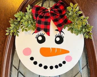 Front Door Decor | Snowman Wreath | Christmas Wreath | Snowman Decor | Christmas Door Hanger | Snowman Sign | Housewarming Gift | Gift