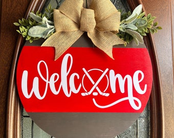 Front Door Decor | Hockey Wreath | Hockey Decor | Housewarming Gift | Hockey Welcome Sign | NHL Decor | Hockey Front Door Decor