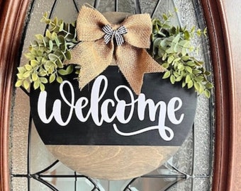 Welcome Sign | Welcome Door Hanger | Welcome Front Porch Sign | Farmhouse Welcome Sign | Housewarming Gift | Wooden Signs | Front Door Sign