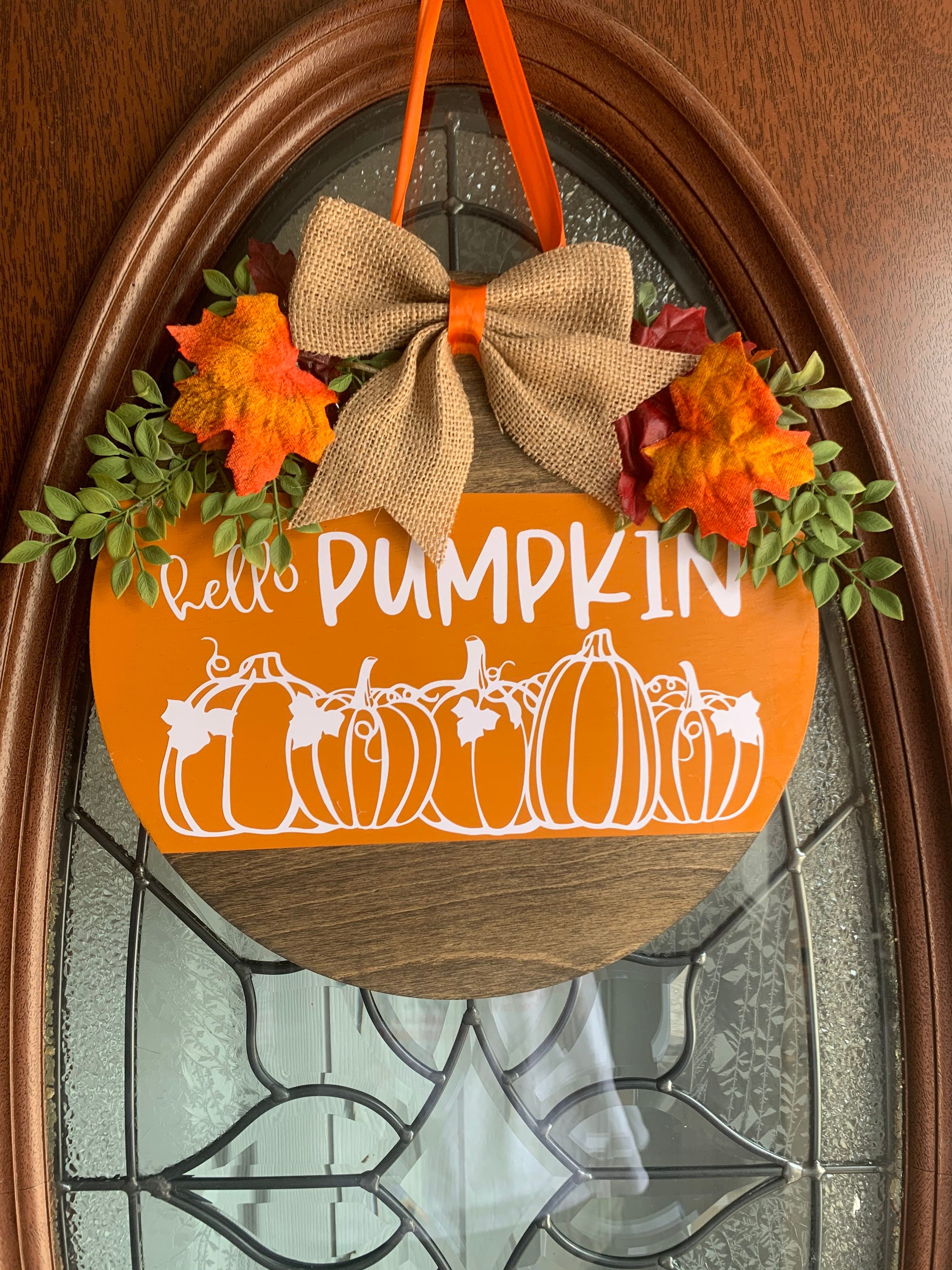 Fall Door Hanger Hello Pumpkin Door Hanger Fall Wreath Etsy