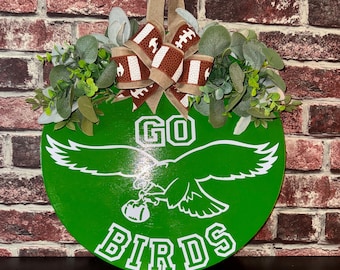 Eagles Door Hanger | Eagles Wooden Wreath | Front Door Decor| Eagles Decor | Eagles Kelly Green Door Hanger | Housewarming Gift