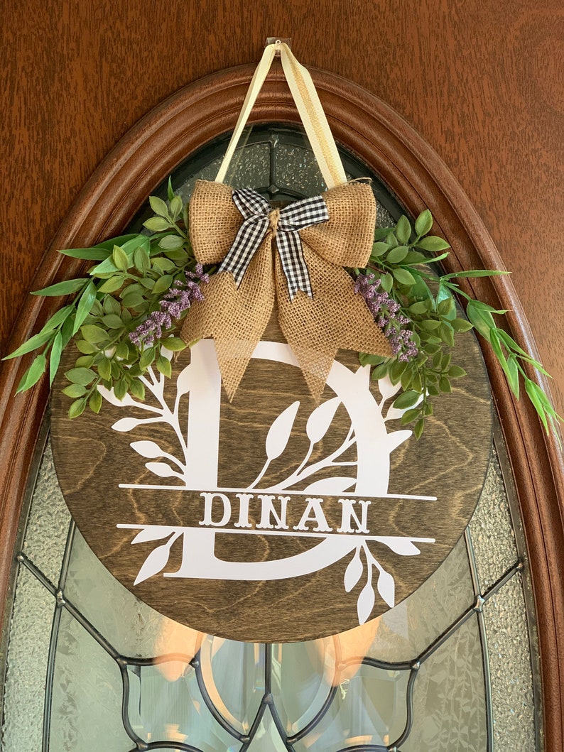 Last Name Door Hanger Monogram Wooden Sign Custom Last Name | Etsy