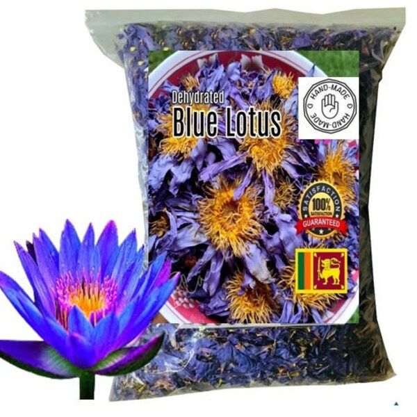 Premium Organic Egyptian Dried Blue Lotus Flowers Nymphaea caerulea Aphrodisiac Herbal Tea Whole Flowers & Crushed Flowers