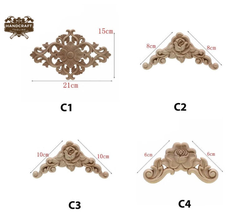 Corner Wood Applique with Carved Figurines, Unpainted for Customizable Home Decor, Perfect Housewarming Gift for DIY Enthusiasts