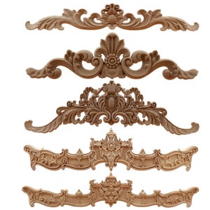 RUN03 European Wood Carved Applique, Natural Multi-Specification Decal for Door Cabinets, Stylish Home Decor