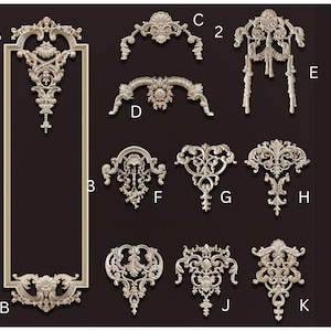 MAOY03 European Carved Wood Applique for Furniture Flower Decoration Wood Carving Onlays Luxury Living Room Decoration  Home  Flowers  flora