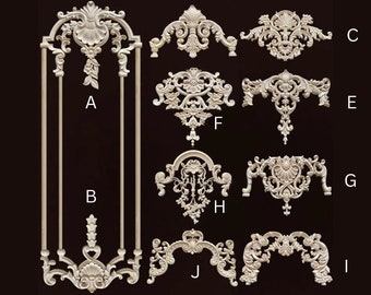 MAOY15 Applique en bois de style européen, décoration murale, décalcomanies en bois florales pour mur, onlays antiques, moulures, articles de décoration intérieure