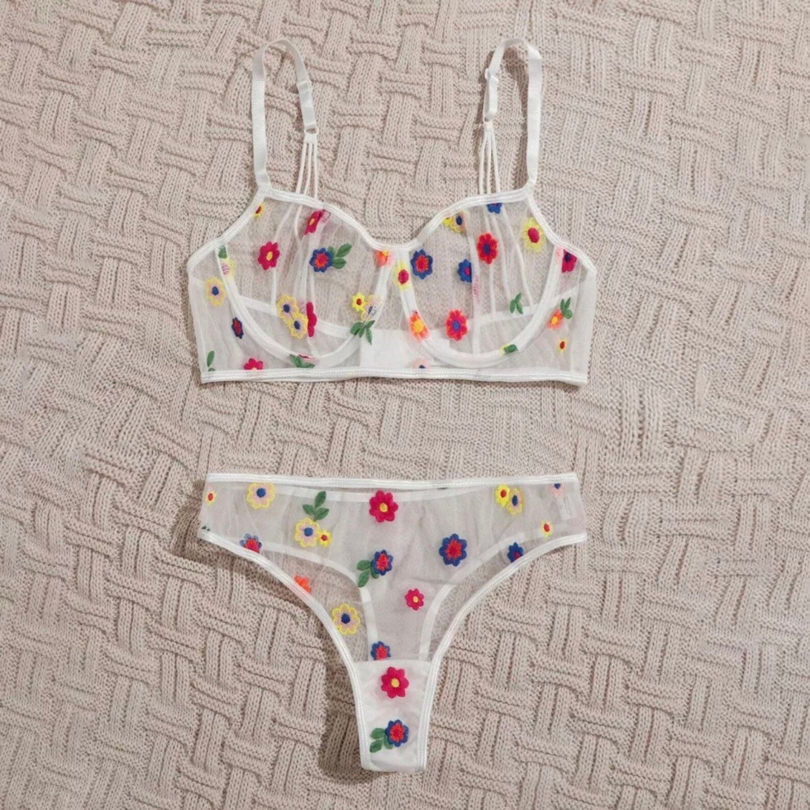 Flower bra and panties set Etsy