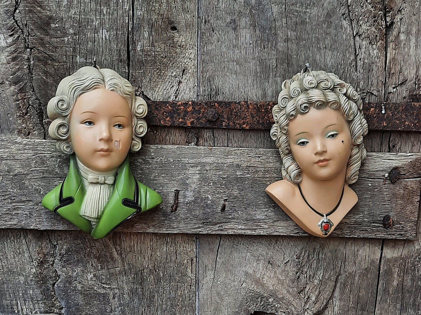 Magnifique Paire de Plaques Murales Magri en Faïence, Sculptures G. Magri, Italie, Grès Cérame, Anné