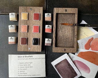 Skin and Blushes 6x1/2 pans, and 6 wells palettes, natural watercolours Essee Earth & Essence