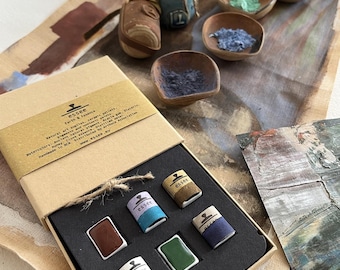 Make your palette. Watercolors in porcelain pans