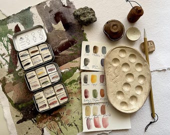 Vineyard / 18 Planet Nature watercolours + stoneware palette