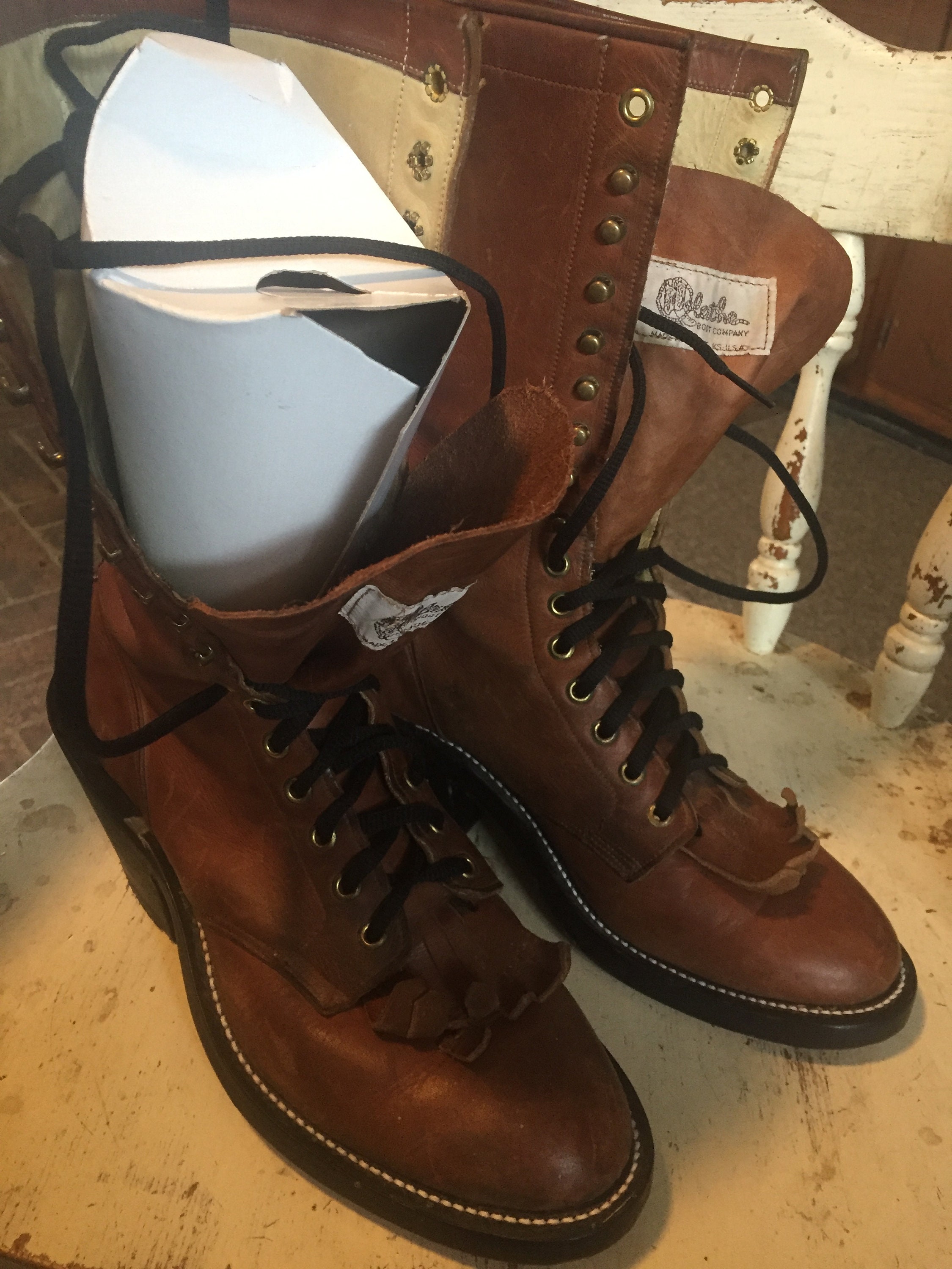 Olathe Mens 9.5D Packers KIltie Boots Just Recrafted By Olathe Etsy