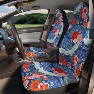 Japanese Cranes and Cherry Blossoms Car Seat Cover