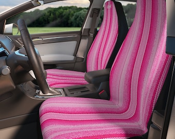 Faux Pink Mexican Blanket Car Seat Covers Set, Car seat covers for women, Car seat covers for vehicle, Baja seat cover