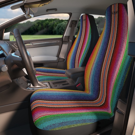 Faux Mexican Blanket Car Seat Covers Pair 2 Front Seat Etsy